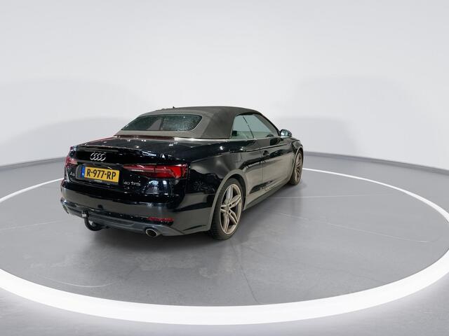 Audi A5 Cabriolet 40 TFSI 190pk S-tronic Design Pro Line Plus · Camera · Navigatie · Alarm Klasse 3 · P-Sensoren · Limiter · Stoelverwarming · Climatronic · Trekhaak · 19'' Inch ·