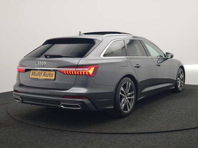 Audi A6 Avant 50 TFSI e quattro 2x S Line Plug In Hybrid 300pk Dealer O.H. PHEV | Panodak | Adaptive Cruise | Camera | Lederen Sportstoelen Memory & Verwarmd | Stuur Verwarmd | Apple Carplay | Virtual | Keyless | Sfeerverlichting | Navigatie | DAB |