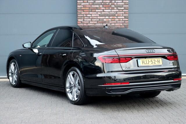 Audi A8 60 TFSI e Quattro S-Line | Luchtvering | ACC | Bang&Olufsen | Massage | Stoelventilatie | HUD | Zonnerollo's | Soft-Close | Hulppakket Tour + Plus | Voorklimatisering | Matrix-LED | Contourstoelen voor |