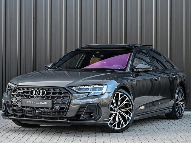 Audi A8 60 TFSI e quattro 463PK S-Line B&O Advanced | Head-Up Display | Achteras besturing | Panorama dak | Trekhaak | Soft-Close | Alcantara hemel bekleding | Carbon inleg | 360 Camera | Standkachel | Adaptive Cruise Control