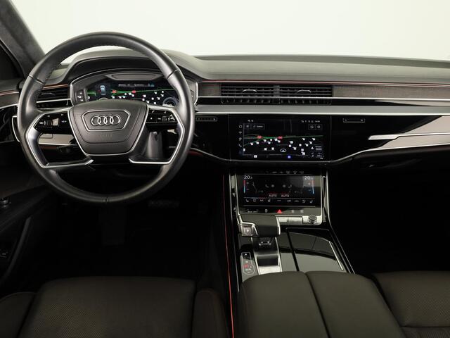Audi A8 60 TFSI e quattro Lang 462 pk Tiptronic | Verlengde garantie | Navigatie | Panoramadak | Parkeersensoren (Park assist) | Rondomzicht camera | Stoelverwarming/ventilatie/massage v/a | B&O Soundsystem |