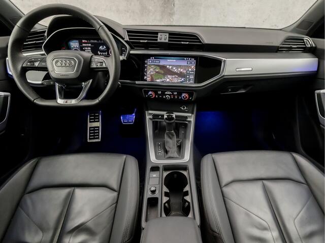 Audi Q3 35 TFSI S Line Sport 150Pk Automaat (2X S-LINE, PANORAMADAK, BLACK EDITION, APPLE CARPLAY, LEDER, ELEK SPORTSTOELEN, GETINT GLAS, STOELVERWARMING, SFEERVERLICHTING, TREKHAAK, NIEUWSTAAT)