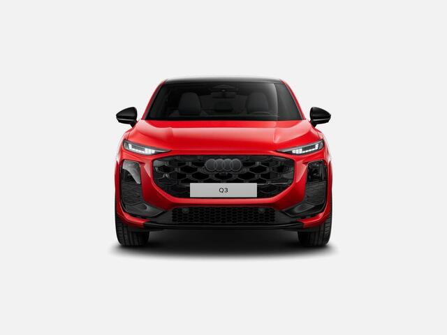 Audi Q3 Sportback 1.5 200kW e-hybrid S edition 272 PK · Tech pro · Glazen panoramadak · Sportstoelen alcantara met rode stiksels