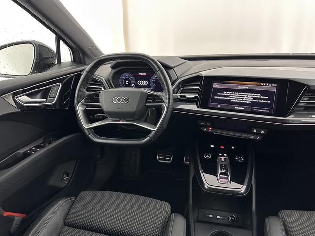 Audi Q4 e-tron 40 S edition 77 kWh [ 3-Fase ] (INCL-BTW) *HEATPUMP | LEATHER-FABRIC | MATRIX-LED | ADAPTIVE-CRUISE | HEATED-SPORTSEATS | AMBIENTLIGHT | DIGI-COCKPIT | CAMERA | KEYLESS | DAB+ | NAVI-FULLMAP | TOWBAR | 20"ALU*