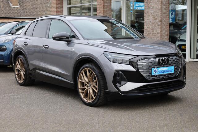 Audi Q4 e-tron 50 quattro S-Line edition 77 kWh TREKHAAK-ELEC. LEER CAMERA DAB CARPLAY COCKPITVIEW NAVI 21"LMV-GOLD ZWARTE-HEMEL 2xPDC ENZ!