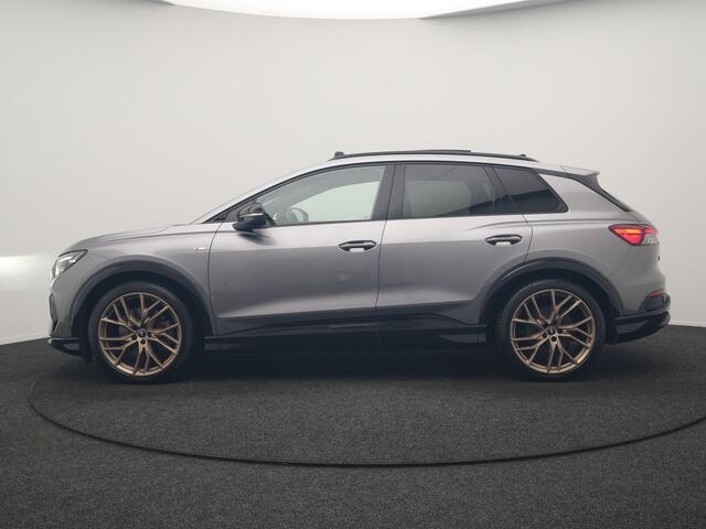 Audi Q4 e-tron 50 Quattro Edition One 2x S Line 77 kWh 300pk Dealer O.H. | Panodak | Head Up | Adaptive Cruise | Matrix LED | Camera | Lederen Sportstoelen Memory & Verwarmd | Keyless | Apple Carplay | Blis | DAB | 21"L.M |
