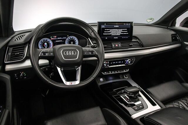 Audi Q5 50 TFSI e S edition | Pano | Luchtvering | B&O | Matrix | 360 Camera | Cruise | Optiek zwart | Ambient lighting |