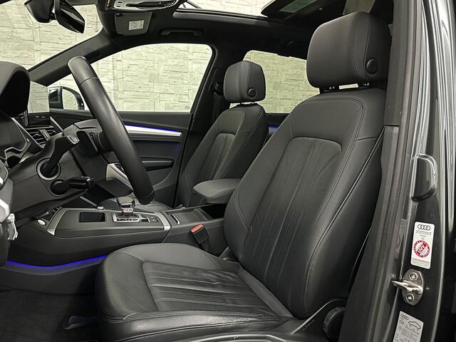 Audi Q5 300pk Hybrid S-Line | Luchtvering | Panorama | ACC | B&O Sound | Massage | Trekhaak | Matrix-LED | Head-Up | Sfeerverlichting | Leder | ISO-Glas | 3-Zone Clima | Standkachel | Bekerhouder Koeling/Verwarming | Stoelverwarming V+A | Zwarte Hemel | Carplay |