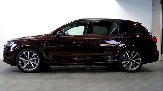 Audi Q7 55 TFSI e quattro 280kW/381pk Aut8 Pro Line S LUCHTVERING + MATRIX LED + BANG&OLUFSEN + LEER + STOELMASSAGE&-VENTILATIE + BLACK OPTIEK + 360 CAMERA + KEYLESS DRIVE + DODEHOEK MELDER + LANE ASSIST + STOELVERWARMING V&A + PARKSENSOREN + 21" LM-VELGEN!!