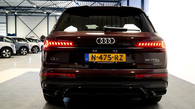 Audi Q7 55 TFSI e quattro 280kW/381pk Aut8 Pro Line S LUCHTVERING + MATRIX LED + BANG&OLUFSEN + LEER + STOELMASSAGE&-VENTILATIE + BLACK OPTIEK + 360 CAMERA + KEYLESS DRIVE + DODEHOEK MELDER + LANE ASSIST + STOELVERWARMING V&A + PARKSENSOREN + 21" LM-VELGEN!!
