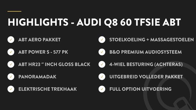 Audi Q8 60 TFSIe ABT AERO*4W-STURING*GRIGIO*MASSAGE*577 PK