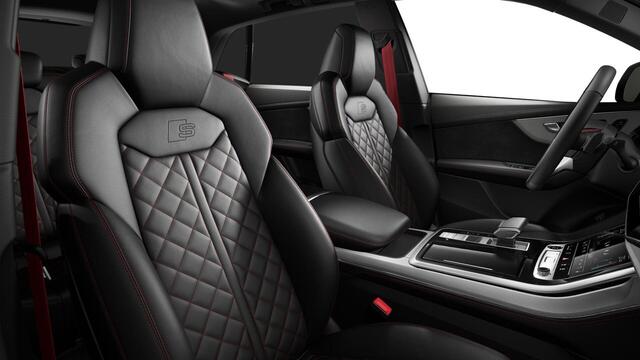 Audi Q8 55 TFSI e quattro Pro Line S 394pk | Rood stiksel / Gordels | Panoramadak | B&O | Vierwielbesturing | Ass.Plus.Remote | Sportstoel Plus | 23'' inch Zwart | Head-up Display |