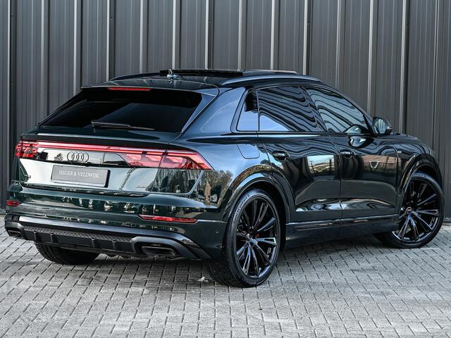 Audi Q8 60 TFSI e Competition · Audi Exclusive · S-seats met massage · Panoramadak · Adaptive cruise · Stoelverwarming en ventilatie · Ambiance interieur · B&O audio · Soft close · 360 Camera · Elektr. trekhaak · Carbon inleg · Head up · 5 jaar garantie