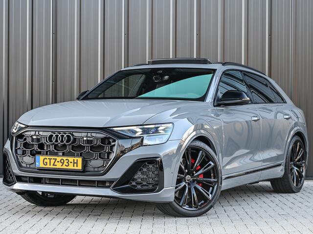 Audi Q8 60 TFSI e quattro Pro Line S 490pk Competition | Nardo Grey Exclusive | B&O Sound | Panoramadak | Soft-Close | Ambiance Interieur | S-Seats | 360 Camera | Adaptive Cruise | Trekhaak