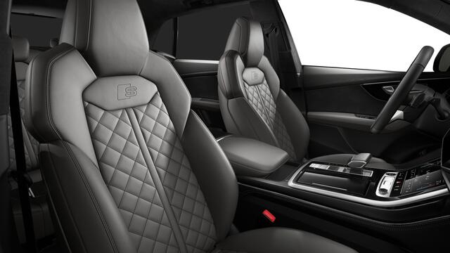 Audi Q8 60 TFSI e 490 Tiptronic Pro Line S Competition Automaat | Vierwielbesturing | Glazen panoramadak | Privacy glas (donker getint) | Optiekpakket zwart plus | Velgen Audi Sport, 10-spaak-trapezoïde, zwart, 10,0Jx23, | HD-matrix-ledkoplampen met Audi-laserlic