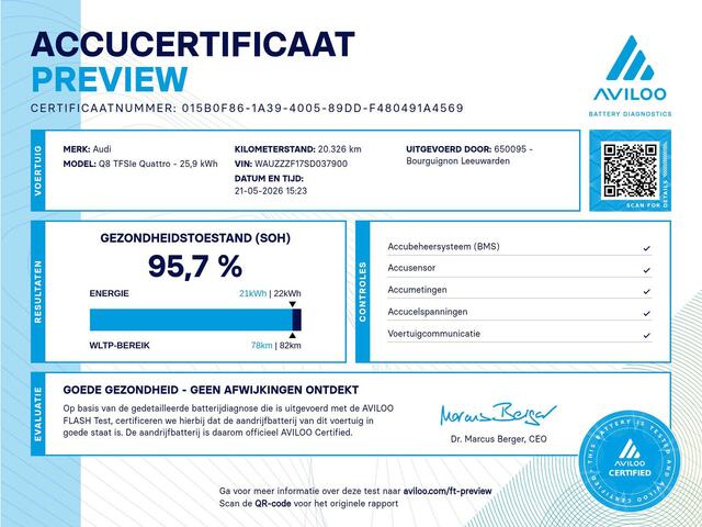 Audi Q8 60 TFSi e 490 Pk quattro S-Line Competition | Matrix Laser LED | Vierwielbesturing | B&O Audio | Valcona Leder | 22 Inch | Trekhaak | Head-Up | 20.328 Km!!
