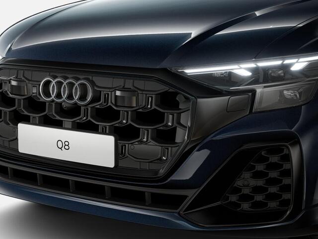 Audi Q8 55 TFSI e quattro Pro Line S 394 PK · 22" LM Velgen · Glazen panorama dak · B&O Premium 3D · Assist. plus, remote park · Stoelventilatie + Massage · Trekhaak · Servosluiting