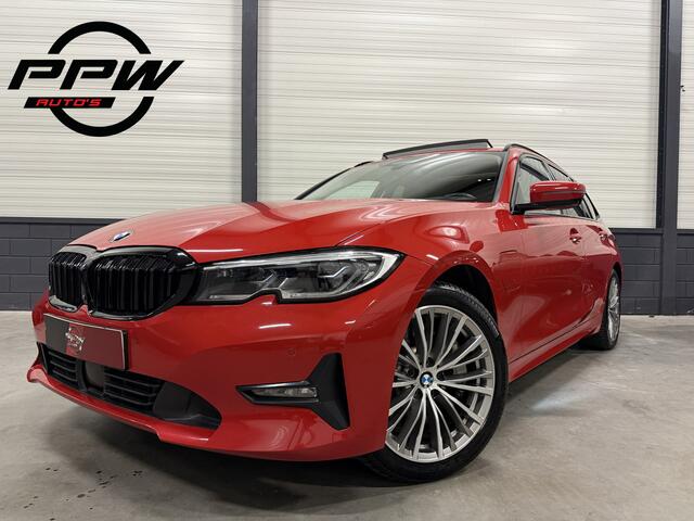 BMW 3-SERIE Touring 330e High Exe 87DKM/PANO/LASER/TREKHAAK/HEAD-UP/H&K/ACC/360CAMERA/LEER-SPORT/18"/SHADOW-LINE/MELBOURNE-RED METALLIC/NET OH BEURT GEHAD BIJ BMW DEALER