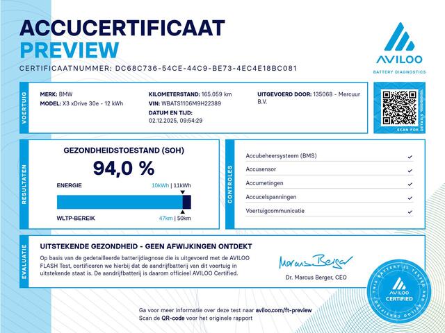 BMW X3 xDrive30e Executive M-Sport | SOH 94% | 293PK | H/K | Sfeer | Memory | Virtual | Stoel/Stuur verw. | Camera | Trekh. | Carplay | Keyless | Cruise