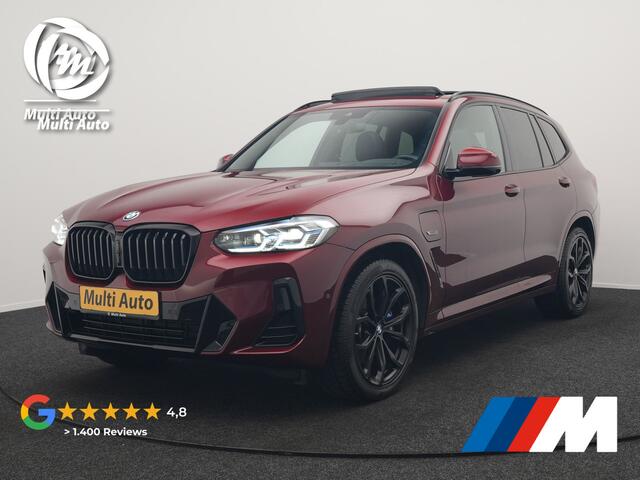 BMW X3 xDrive30e M Sport Plug In Hybrid 293pk Dealer O.H. PHEV | Trekhaak Af Fabriek | Panodak | Head Up | 360 Camera | Laser LED | 20"L.M | Lederen Sportstoelen Ventilatie & Memory | Sfeerverlichting | Stoelen & Stuur Verwarmd | Aventurinrot III M