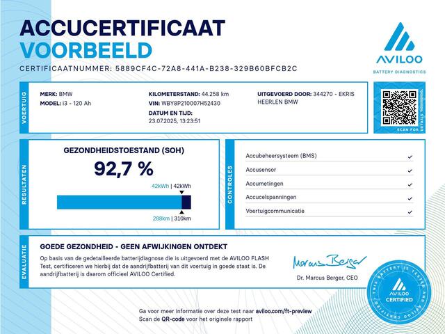 BMW i3 Executive Edition 120Ah 42 kWh / SoH 93%