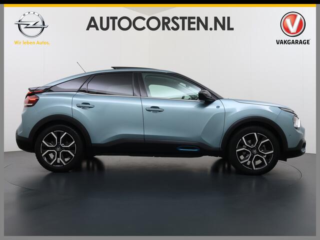 Citroen ë-C4 50kWh SOH 100% Panorama-Schuifdak Stoel+Stuurverwarming Head-Up Display Adap.Cruise 360°Camera Apple Carplay Android Auto Navi Ecc Pdc Shine Keyless Lmv Led Isofix DAB Lane Assist Voorruitverwarming Regen-Lichtsensor Dodehoek detector Bluetooth Rijstrooks