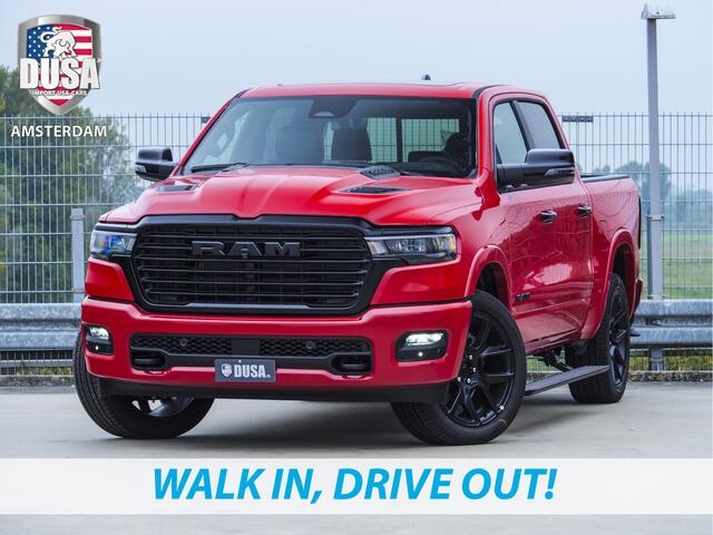Dodge 1500 RAM Laramie | Night Edition | 2025 Panorama | Niveau regeling | 14,5-inch Touchscreen | Passenger Display Meerprijs extra opties / Accessoires - Deksel, Backflip, Fenders, wraps, Stripings etc