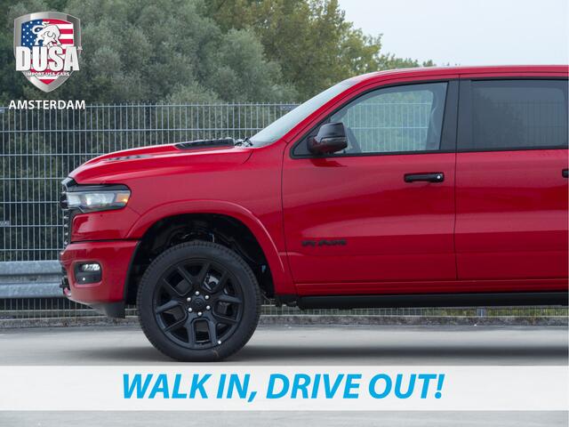 Dodge 1500 RAM Laramie | Night Edition | 2025 Panorama | Niveau regeling | 14,5-inch Touchscreen | Passenger Display Meerprijs extra opties / Accessoires - Deksel, Backflip, Fenders, wraps, Stripings etc