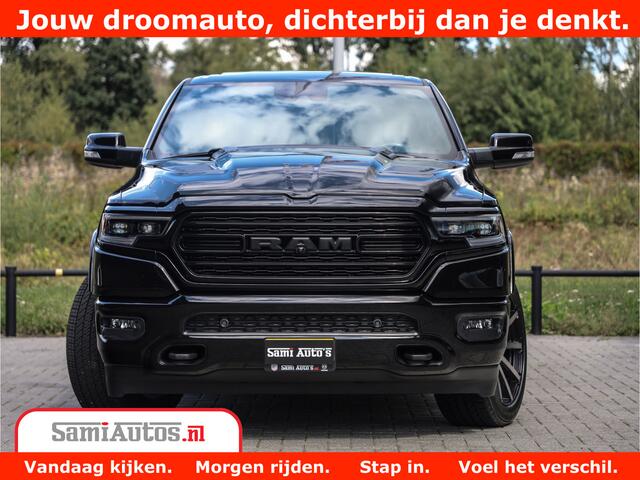 Dodge 1500 Ram Limited Night 5.7 V8 Hemi | Alle Opties | Black Edition | 4x4 Crew Cab | Comfortabele DC Dubbele Cabine met Royale 5 Zitplaatsen | KMC Wielen | Luchtvering | 360 Camera | Nappa Leer | Adaptieve Cruise |
