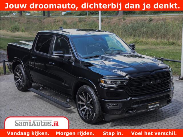 Dodge 1500 Ram Limited Night 5.7 V8 Hemi | Alle Opties | Black Edition | 4x4 Crew Cab | Comfortabele DC Dubbele Cabine met Royale 5 Zitplaatsen | KMC Wielen | Luchtvering | 360 Camera | Nappa Leer | Adaptieve Cruise |