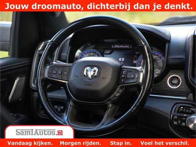 Dodge 1500 Ram Limited Night 5.7 V8 Hemi | Alle Opties | Black Edition | 4x4 Crew Cab | Comfortabele DC Dubbele Cabine met Royale 5 Zitplaatsen | KMC Wielen | Luchtvering | 360 Camera | Nappa Leer | Adaptieve Cruise |