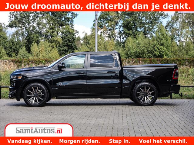 Dodge 1500 Ram Limited Night 5.7 V8 Hemi | Alle Opties | Black Edition | 4x4 Crew Cab | Comfortabele DC Dubbele Cabine met Royale 5 Zitplaatsen | KMC Wielen | Luchtvering | 360 Camera | Nappa Leer | Adaptieve Cruise |