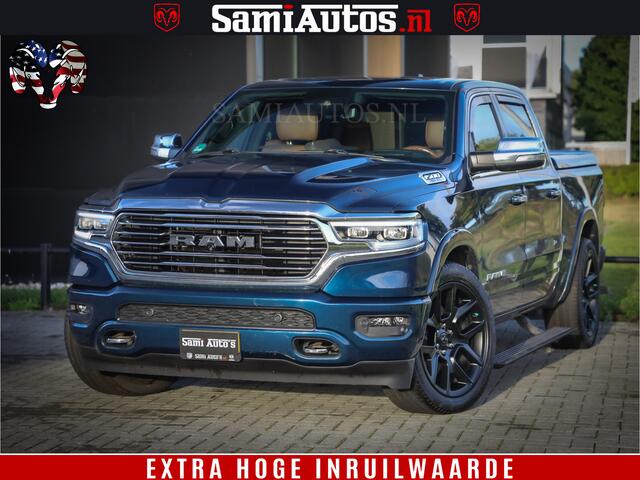 Dodge 1500 Ram LongHorn Edition | Hemi 5.7 V8 | HUD | Luchtvering | Bom Vol | PanoramaDak | Patriot Blue | Comfortabele Dubbele Cabine met Royale 5 Zitplaatsen | DC | Crew Cab | 4x4 | Eerste Eigenaar | 57806 Km Dealer Onderhouden |