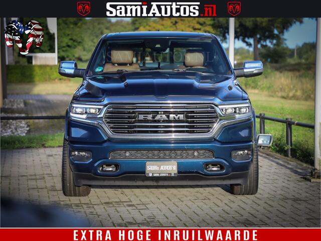 Dodge 1500 Ram LongHorn Edition | Hemi 5.7 V8 | HUD | Luchtvering | Bom Vol | PanoramaDak | Patriot Blue | Comfortabele Dubbele Cabine met Royale 5 Zitplaatsen | DC | Crew Cab | 4x4 | Eerste Eigenaar | 57806 Km Dealer Onderhouden |