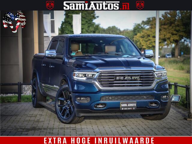 Dodge 1500 Ram LongHorn Edition | Hemi 5.7 V8 | HUD | Luchtvering | Bom Vol | PanoramaDak | Patriot Blue | Comfortabele Dubbele Cabine met Royale 5 Zitplaatsen | DC | Crew Cab | 4x4 | Eerste Eigenaar | 57806 Km Dealer Onderhouden |