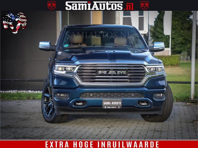 Dodge 1500 Ram LongHorn Edition | Hemi 5.7 V8 | HUD | Luchtvering | Bom Vol | PanoramaDak | Patriot Blue | Comfortabele Dubbele Cabine met Royale 5 Zitplaatsen | DC | Crew Cab | 4x4 | Eerste Eigenaar | 57806 Km Dealer Onderhouden |