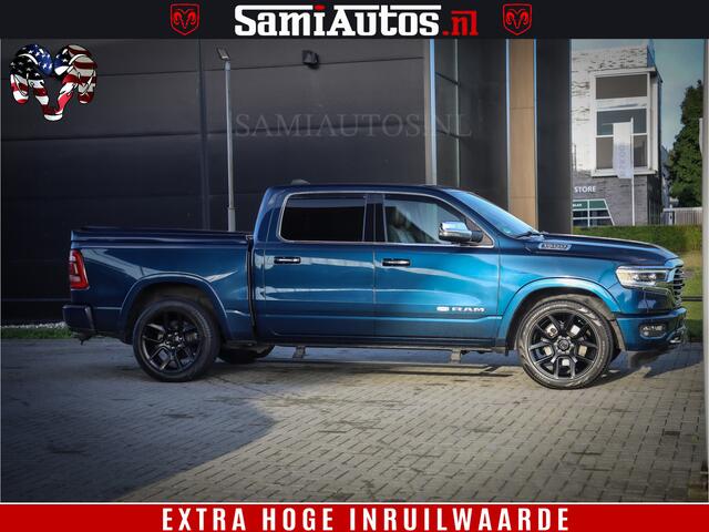 Dodge 1500 Ram LongHorn Edition | Hemi 5.7 V8 | HUD | Luchtvering | Bom Vol | PanoramaDak | Patriot Blue | Comfortabele Dubbele Cabine met Royale 5 Zitplaatsen | DC | Crew Cab | 4x4 | Eerste Eigenaar | 57806 Km Dealer Onderhouden |