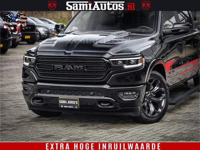 Dodge 1500 Ram LIMITED | 5.7 V8 4X4 | HUD | LUCHTVERING | 360CAM | HUD | DIGI CLUSTER | BINNENSPIEGEL CAMERA | CREWCAB | PANORAMA | AUTO TREEPLANK | ADAPTIVE CRUISE | LPG RAM VOL | BLACK ON BLACK