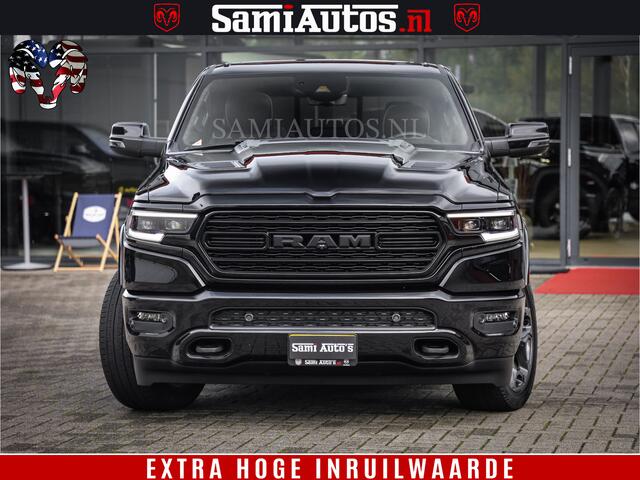 Dodge 1500 Ram LIMITED | 5.7 V8 4X4 | HUD | LUCHTVERING | 360CAM | HUD | DIGI CLUSTER | BINNENSPIEGEL CAMERA | CREWCAB | PANORAMA | AUTO TREEPLANK | ADAPTIVE CRUISE | LPG RAM VOL | BLACK ON BLACK