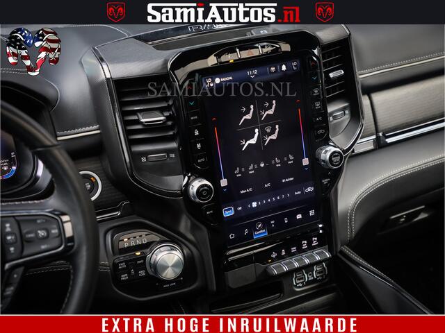 Dodge 1500 Ram LIMITED | 5.7 V8 4X4 | HUD | LUCHTVERING | 360CAM | HUD | DIGI CLUSTER | BINNENSPIEGEL CAMERA | CREWCAB | PANORAMA | AUTO TREEPLANK | ADAPTIVE CRUISE | LPG RAM VOL | BLACK ON BLACK