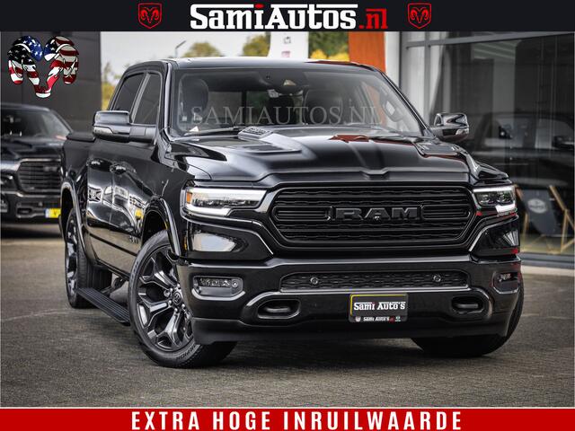 Dodge 1500 Ram LIMITED | 5.7 V8 4X4 | HUD | LUCHTVERING | 360CAM | HUD | DIGI CLUSTER | BINNENSPIEGEL CAMERA | CREWCAB | PANORAMA | AUTO TREEPLANK | ADAPTIVE CRUISE | LPG RAM VOL | BLACK ON BLACK