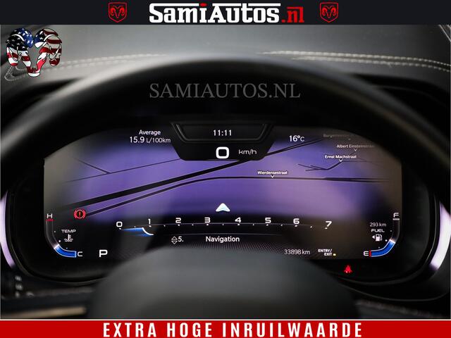 Dodge 1500 Ram LIMITED | 5.7 V8 4X4 | HUD | LUCHTVERING | 360CAM | HUD | DIGI CLUSTER | BINNENSPIEGEL CAMERA | CREWCAB | PANORAMA | AUTO TREEPLANK | ADAPTIVE CRUISE | LPG RAM VOL | BLACK ON BLACK