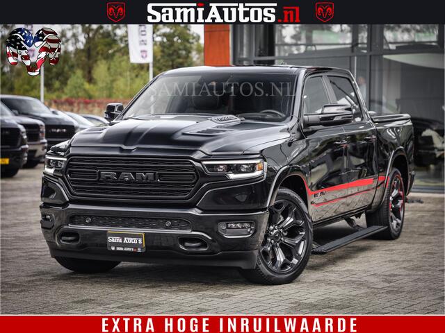 Dodge 1500 Ram LIMITED | 5.7 V8 4X4 | HUD | LUCHTVERING | 360CAM | HUD | DIGI CLUSTER | BINNENSPIEGEL CAMERA | CREWCAB | PANORAMA | AUTO TREEPLANK | ADAPTIVE CRUISE | LPG RAM VOL | BLACK ON BLACK