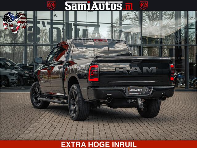 Dodge RAM PICKUP BLACK OPS | 5.7 HEMI V8 402PK | MORIMOTO LED | Eerste Eigenaar | Diamond Black | Comfortabele Dubbele Cabine DC met Royale 5 Zitplaatsen |