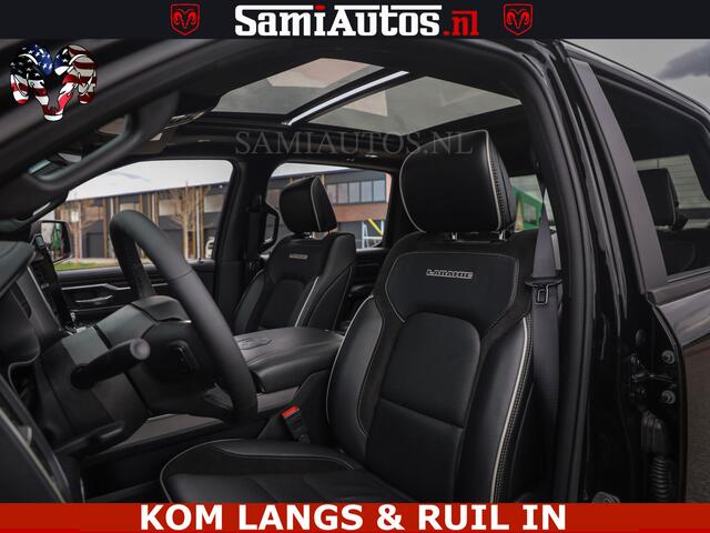 Dodge RAM PICKUP NIGHT PREMIUM | 426PK | STRIPING | LUCHTVERING | HUD | PANO | 360 CAM | Full Option | LIMITED WHEELS | De Meest Luxe Pick-Up in zijn Klasse | Comfortabele Dubbele Cabine met Royale 5 Zitplaatsen | EERSTE EIGENAAR | SMOKE PACK | BOM VOL |