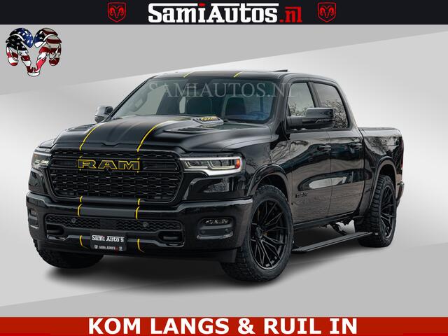 Dodge RAM PICKUP LIMITED NIGHT H.O 540HP 706Nm | Massage + Full Option | De Meest Luxe en Volle Pick-Up in zijn Klasse | Comfortabele Dubbele Cabine met Royale 5 Zitplaatsen | BPM vrij | Nu Leverbaar uit Voorraad | Voorraad Nr 2370 - 5411 | De specialist in Amerikaanse pi
