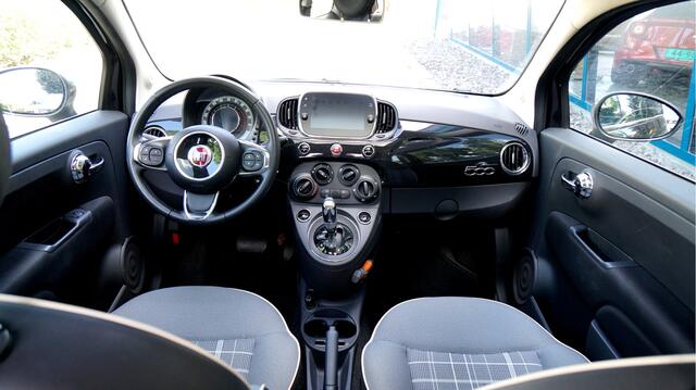 Fiat 500 0.9 TwinAir Turbo Dualogic Lounge PANORAMADAK + CRUISE + AIRCO + SCHAKELFLIPPERS + CHROOMPAKKET + KLEURENSCHERM MULTIMEDIA + LED DRL + MF-STUURWIEL + CV OP AFSTAND + PARKSENSOREN + 15" LM-VELGEN!!