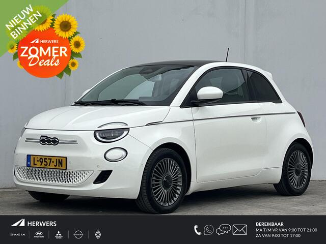 Fiat 500 Icon 42 kWh / Panoramadak / Apple Carplay Android Auto / Achteruitrijcamera / Parkeersensoren Voor & Achter / Verwarmbare voorstoelen