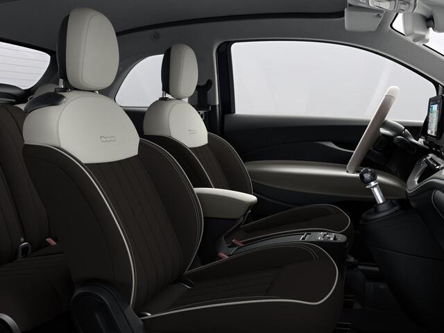 Fiat 500 Hybrid La Prima Cabrio | Clima | LED | PDC | JBL Premium Audio | 17" | Camera | BSM | Canneloni Ivory/Piombo interieur