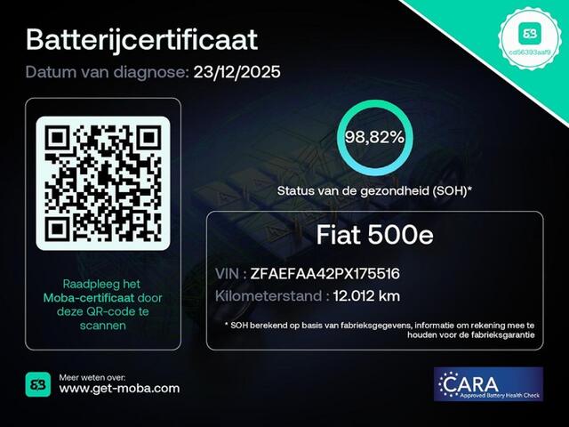 Fiat 500 42 kWh | NAVI | SOH 98,8 % | ? 1e Eigenaar